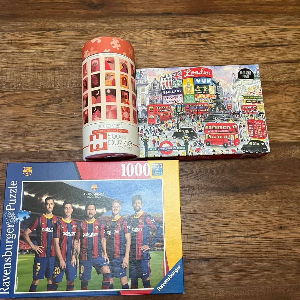 Puzzle lot- Ravensburger FC Barcelona.  Also London and pink patterns